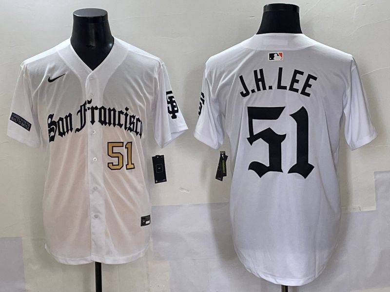 Men 2025 San Francisco Giants #51 J.H.Lee White Five generations Joint Name Nike MLB Jersey style 4